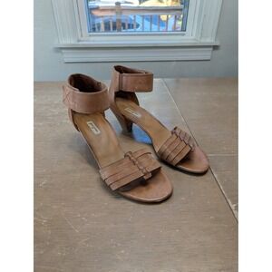 Paul Green Leather Ankle Strap Heeled Sandals Strappy Brown Heels Women's Size 9